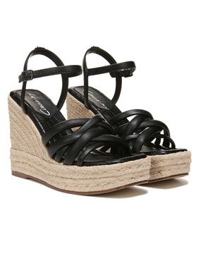 CIRCUS size 7.5 by SAM EDELMAN Black Tubular Irene Heeled Jute Sandals NEW $140